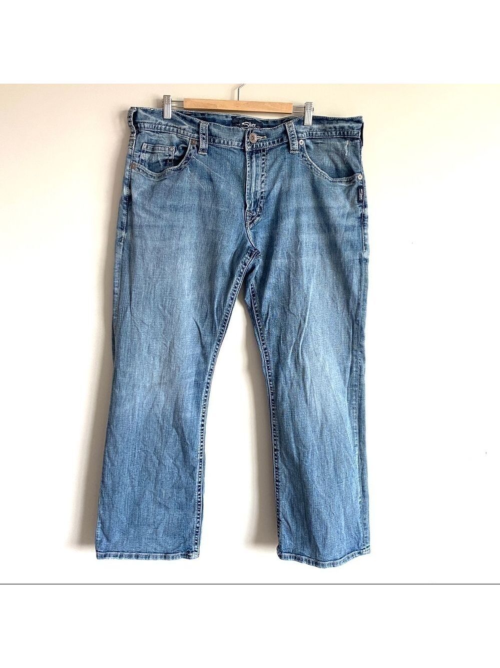 SILVER Jeans ZAC Relaxed Fit Straight Mens Sz 40x32 Light Wash